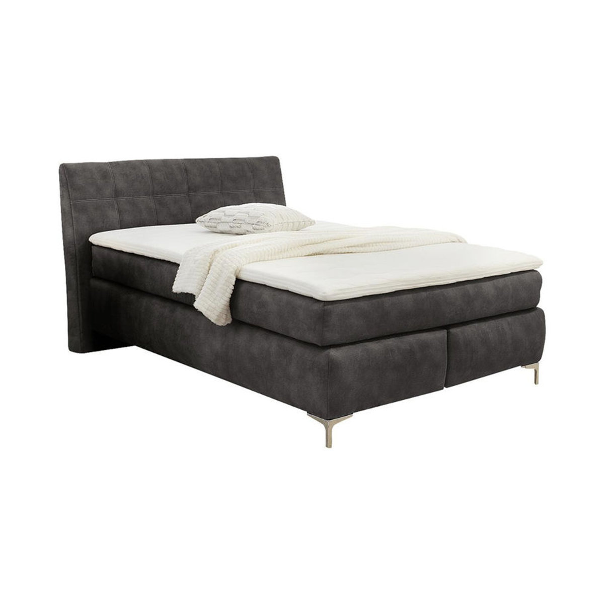 Boxspringbett Fina in Grau mit Polsterung aus Mikrofaser, Liegefläche B: 140 cm, L: 200 cm - Bild 2