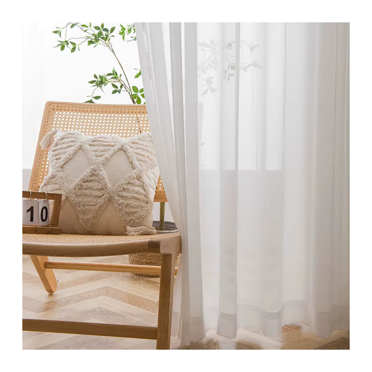 BoYan Tüllvorhang Sheer Voile in Cremeweiß und Beige für Wohnzimmer und Schlafzimmer - Bild 2