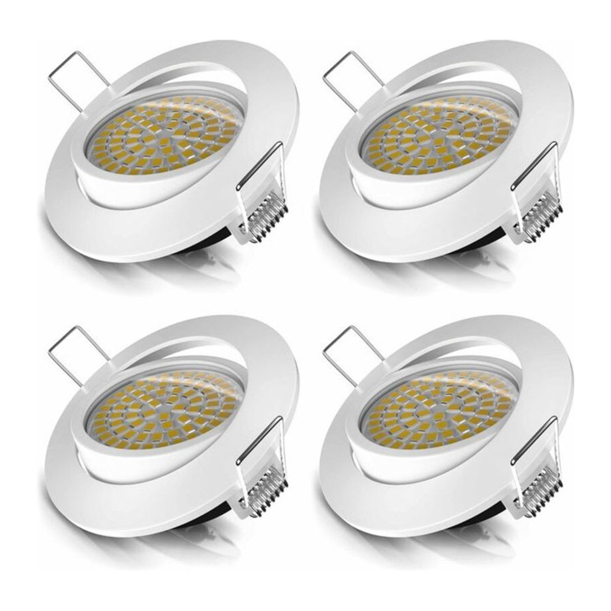 Brandson 4er Set LED Einbaustrahler schwenkbar in Weiß und Edelstahl, Warmweiß 3000K, 5W, 320 Lumen - Bild 1