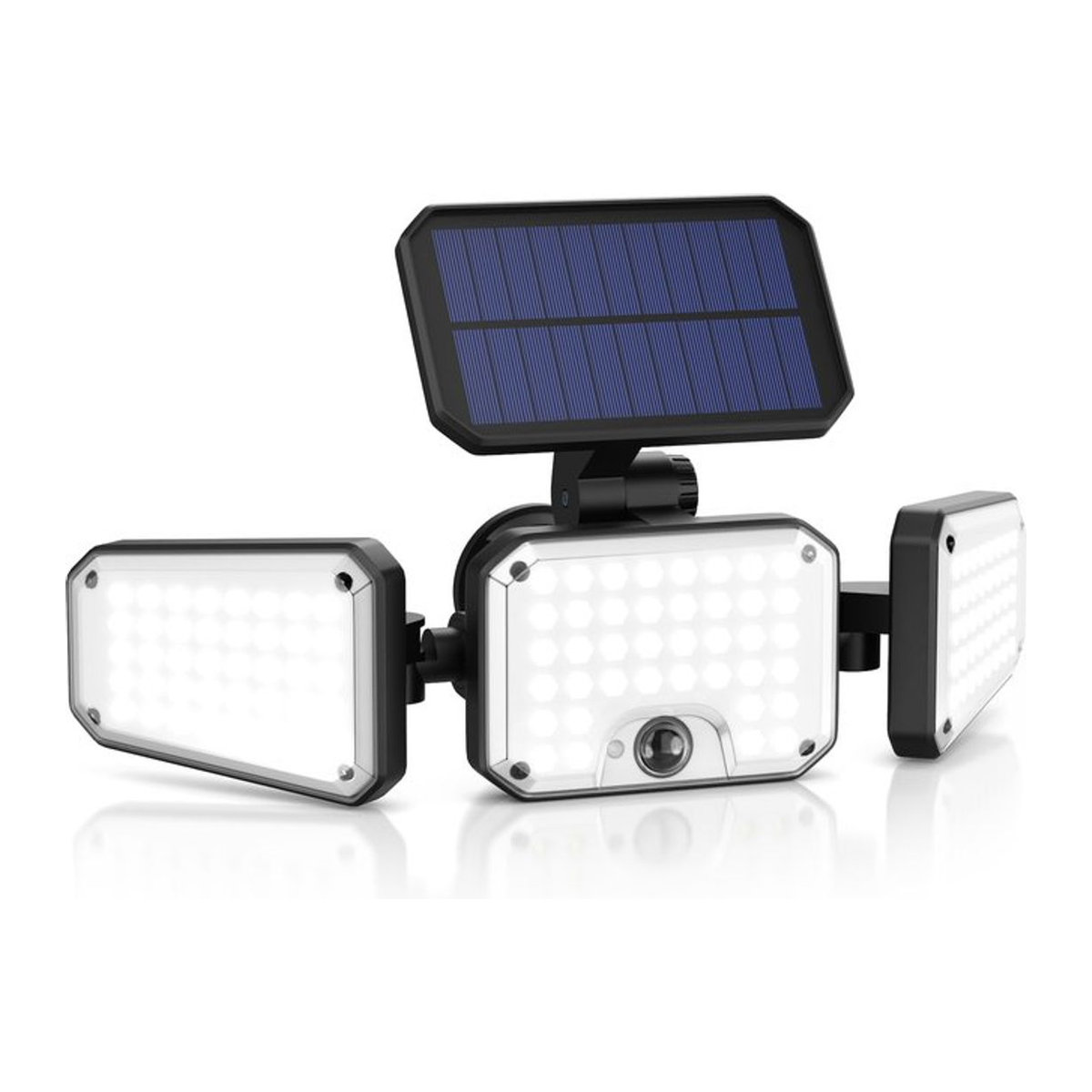 Brandson LED Solarleuchte Außenlampe mit 120 LEDs, 500 Lumen, PIR-Sensor und 2400 mAh Akku, Kaltweiß, Schwarz/Weiß, Modern - Bild 1