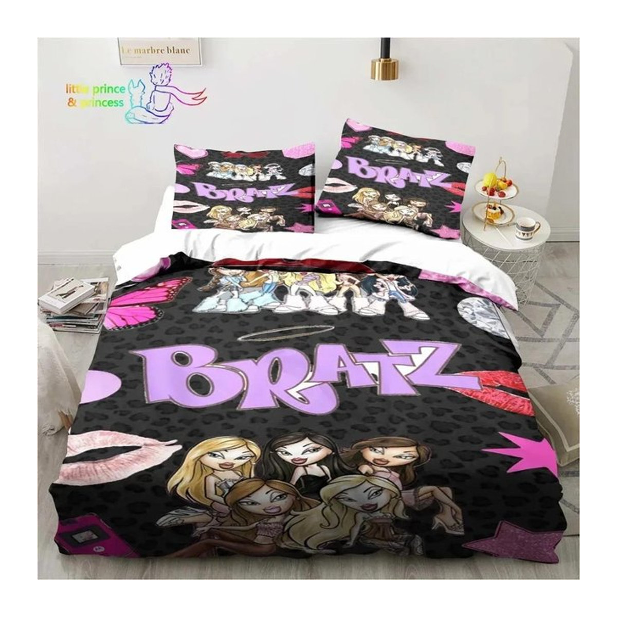Bratz Cartoon Puppe 3D-Druck Bettwäscheset Multicolor, 3-teilig, Breite: 135 cm, Länge: 200 cm - Bild 1