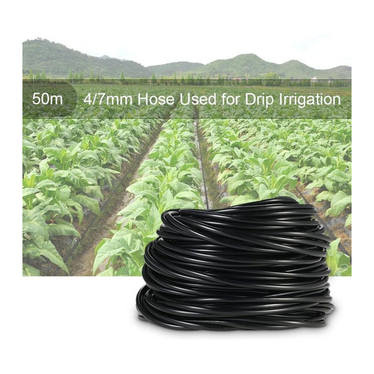 Brazone Tropfbewässerungssystem 50 m Bewässerungsschlauch 4/7 mm Schwarz - Bild 1