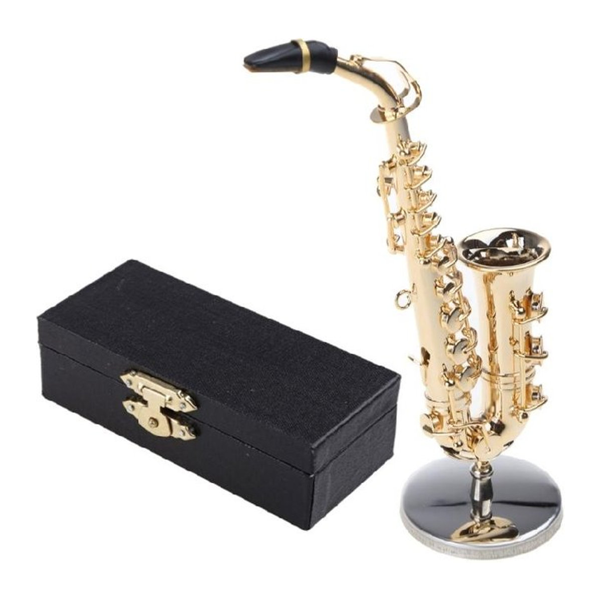 Breath Away Miniatur Alto Saxophon Dekorative Tischaufsteller aus Kupfer in Gold, Höhe: 12 cm - Bild 1