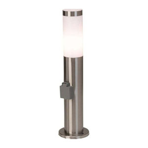 Brilliant Chorus Außenstandleuchte Edelstahl mit Steckdose, Sockelleuchte IP44, E27, Höhe: 50 cm