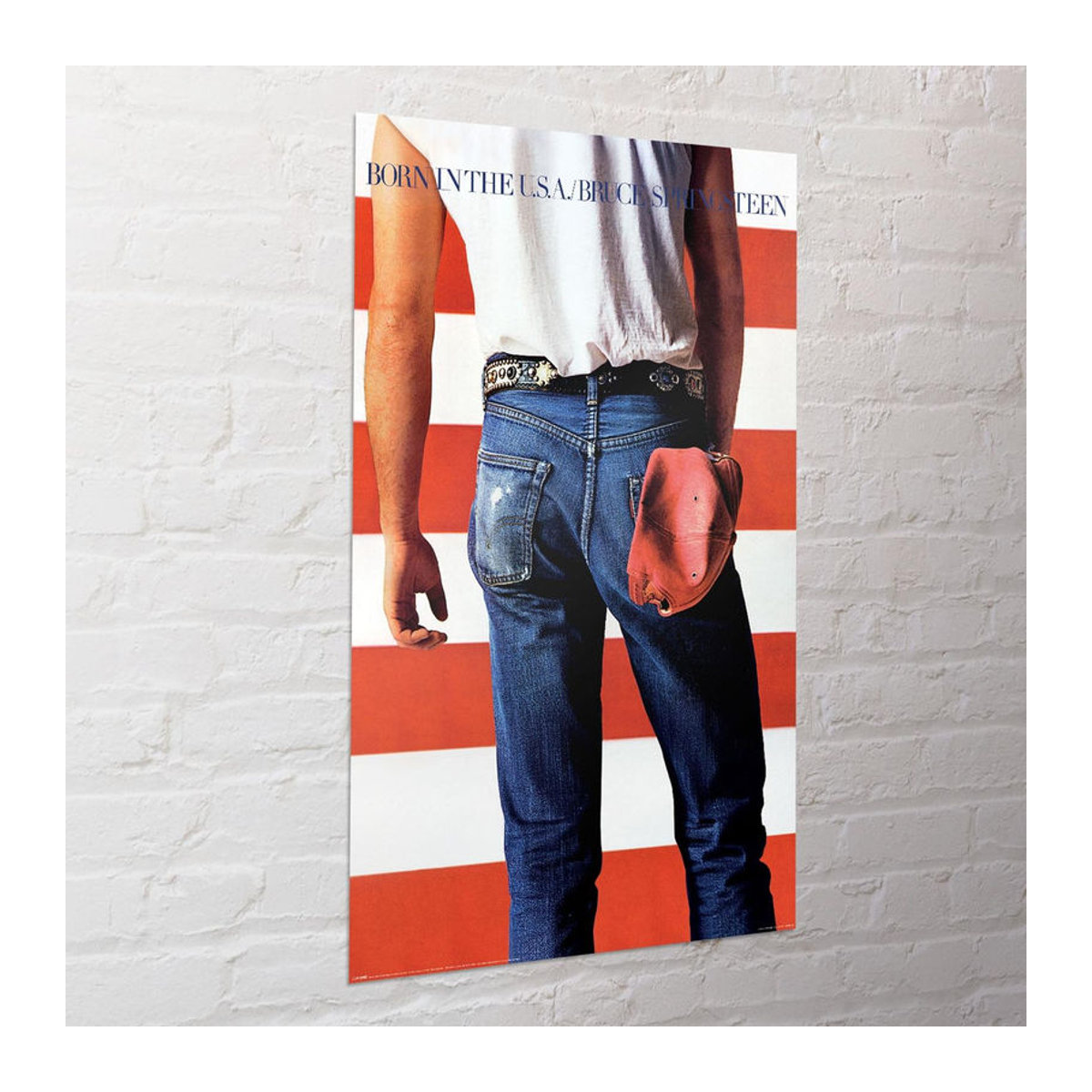 Bruce Springsteen Born in the USA Vintage Poster mit amerikanischer Flagge, mehrfarbig, Papier, Querformat - Bild 1