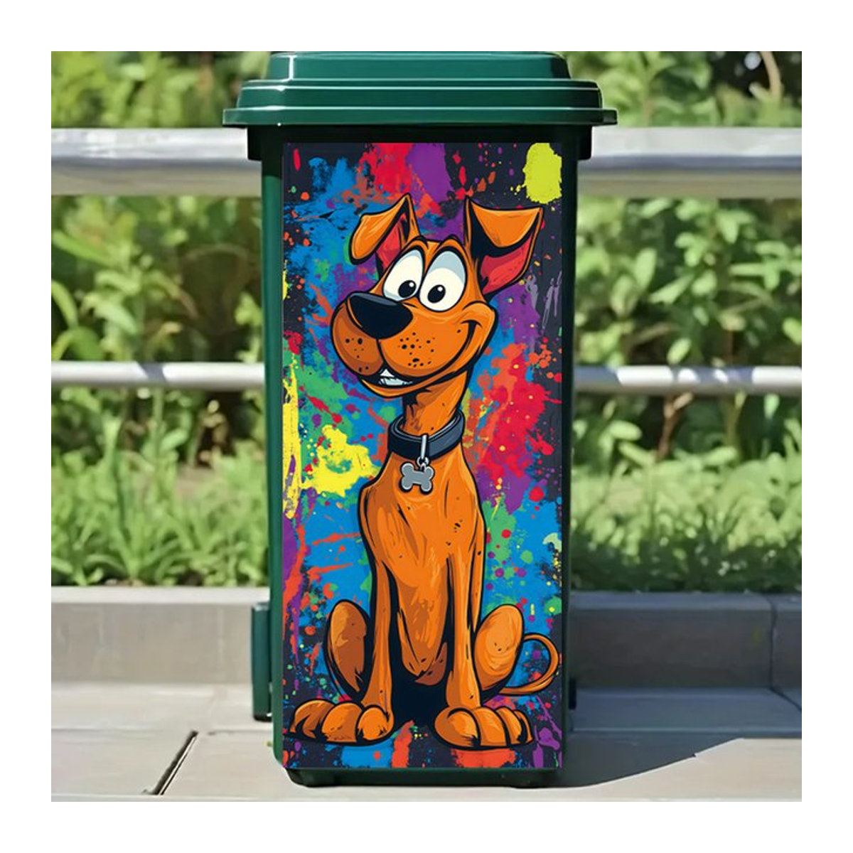 BRUP Cartoon-Hunde Mülleimer Aufkleber aus wasserfestem Vinyl in Multicolor für deine Wanddekoration - Bild 1