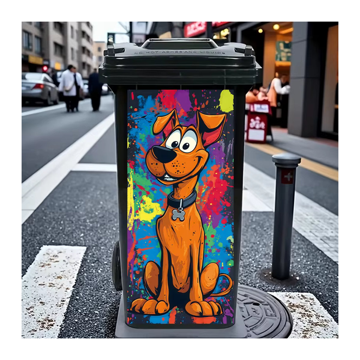 BRUP Cartoon-Hunde Mülleimer Aufkleber aus wasserfestem Vinyl in Multicolor für deine Wanddekoration - Bild 3