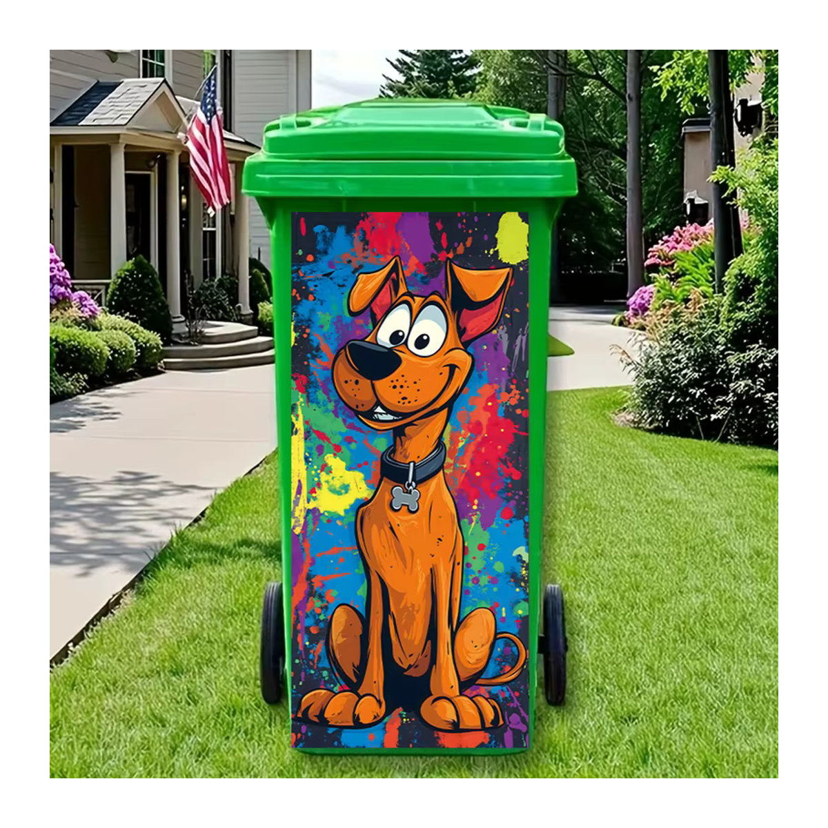 BRUP Cartoon-Hunde Mülleimer Aufkleber aus wasserfestem Vinyl in Multicolor für deine Wanddekoration - Bild 4