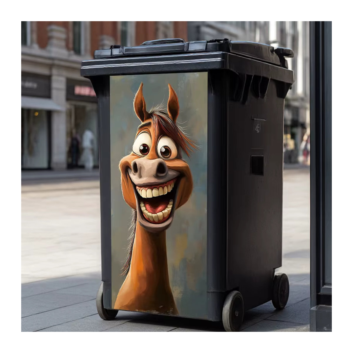BRUP Wasserfester Vinyl-Aufkleber mit lustigem Cartoon-Pferd für deine Mülleimer-Dekoration - Bild 3