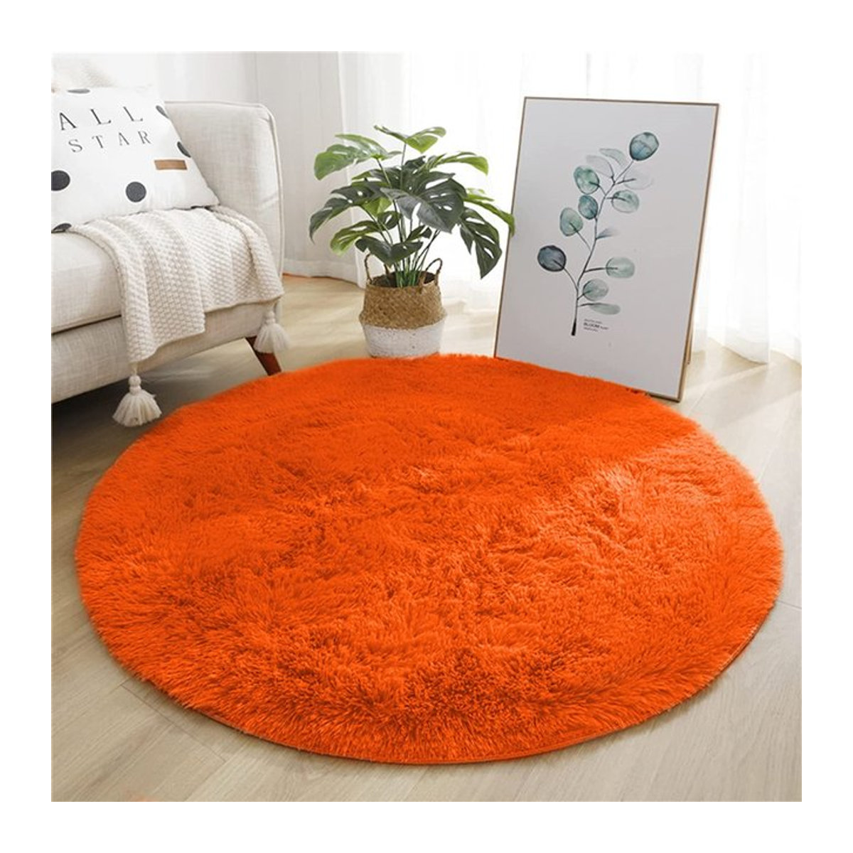 Bubble Kiss Runder Plüschteppich in Orange, flauschiger Samtteppich für Wohnzimmer und Schlafzimmer - Bild 1