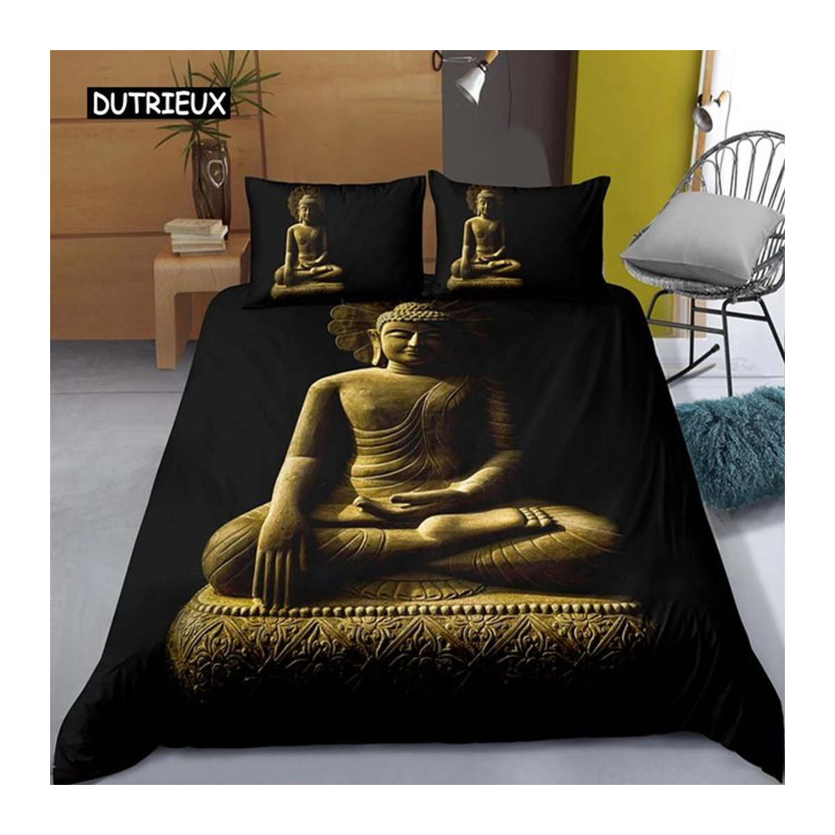 Buddha Bettwäscheset King Size mit Ganesha Mandala Design in Bunt, Boho Stil, Polyester, B/H: 240 x 220 cm - Bild 1