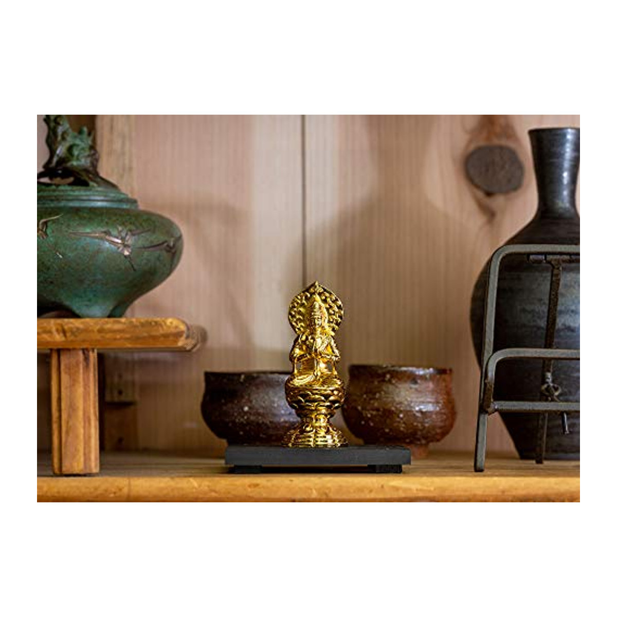 Buddhistische Statue von Keishu Watanabe, Schutzgottheit des Tierkreises (Jahr des Pferdes), vergoldet mit 24 Karat Gold, Farbe: Gold, Höhe: 6,8 cm - Bild 2