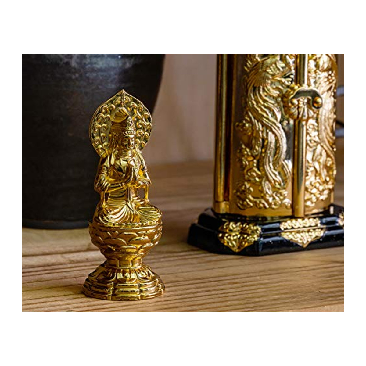 Buddhistische Statue von Keishu Watanabe, Schutzgottheit des Tierkreises (Jahr des Pferdes), vergoldet mit 24 Karat Gold, Farbe: Gold, Höhe: 6,8 cm - Bild 3