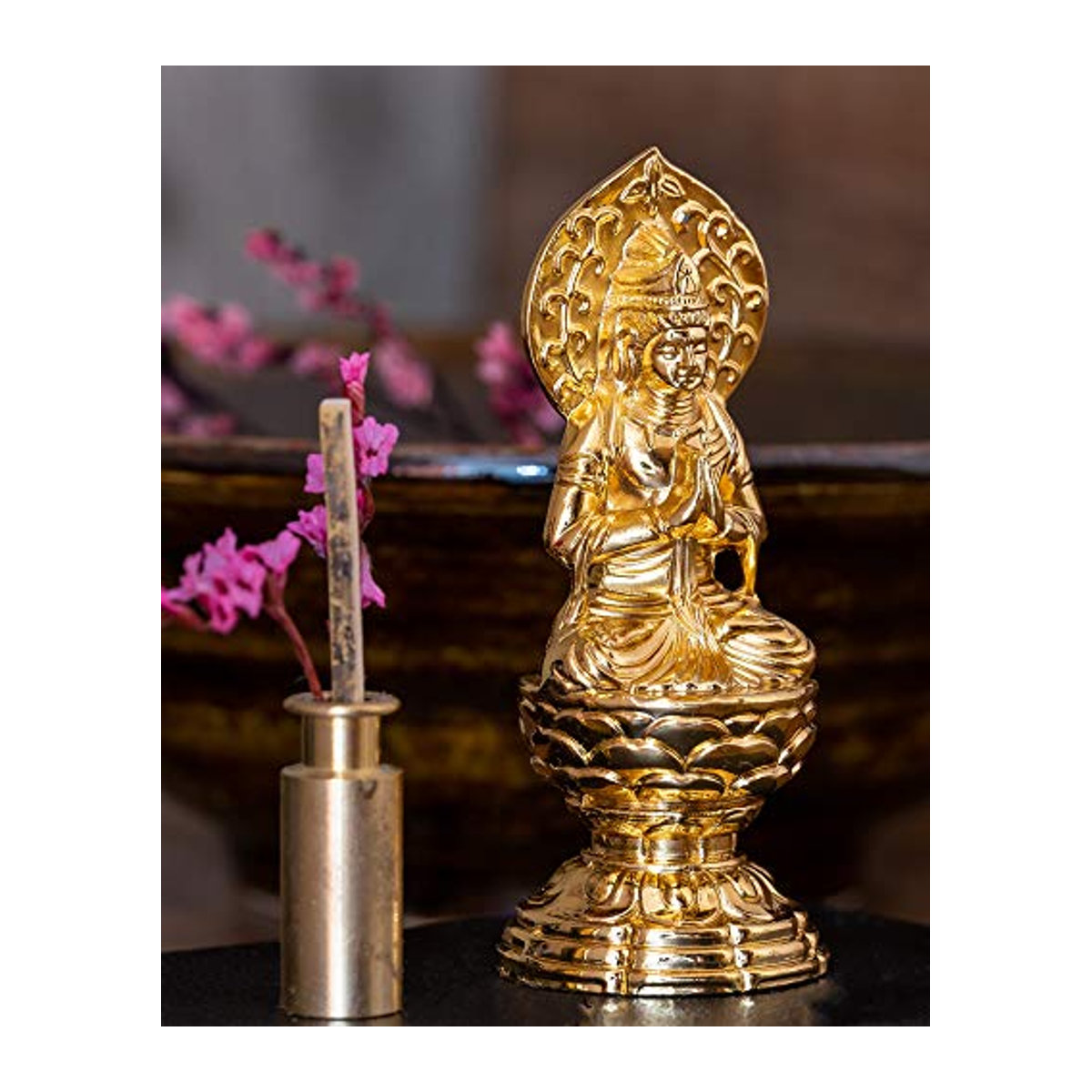 Buddhistische Statue von Keishu Watanabe, Schutzgottheit des Tierkreises (Jahr des Pferdes), vergoldet mit 24 Karat Gold, Farbe: Gold, Höhe: 6,8 cm - Bild 4