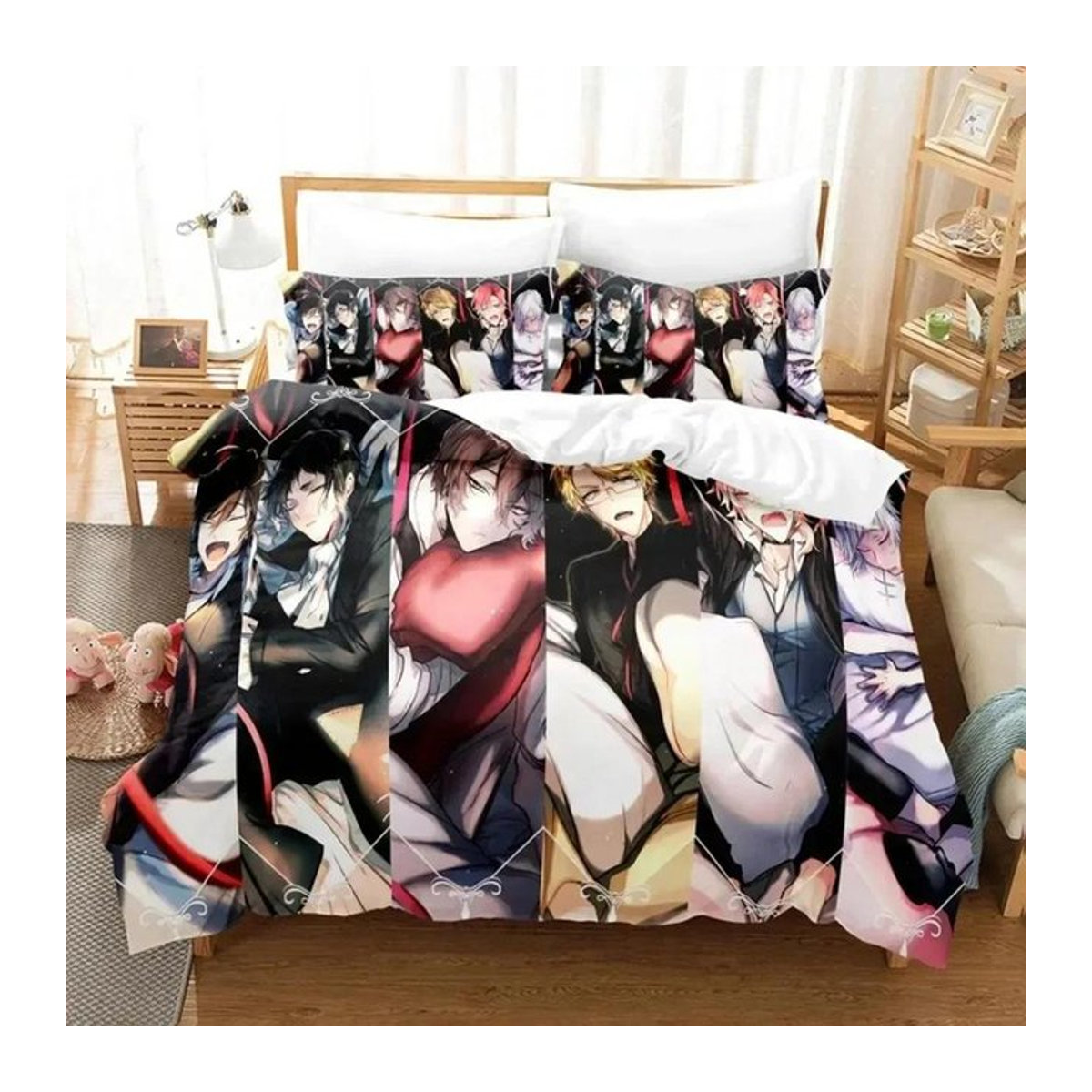 Bungo Stray Dogs Anime Bettwäsche-Set mit 3-teiligem Bettbezug und Kissenbezügen in Multicolor, Breite: 135 cm, Länge: 200 cm - Bild 1