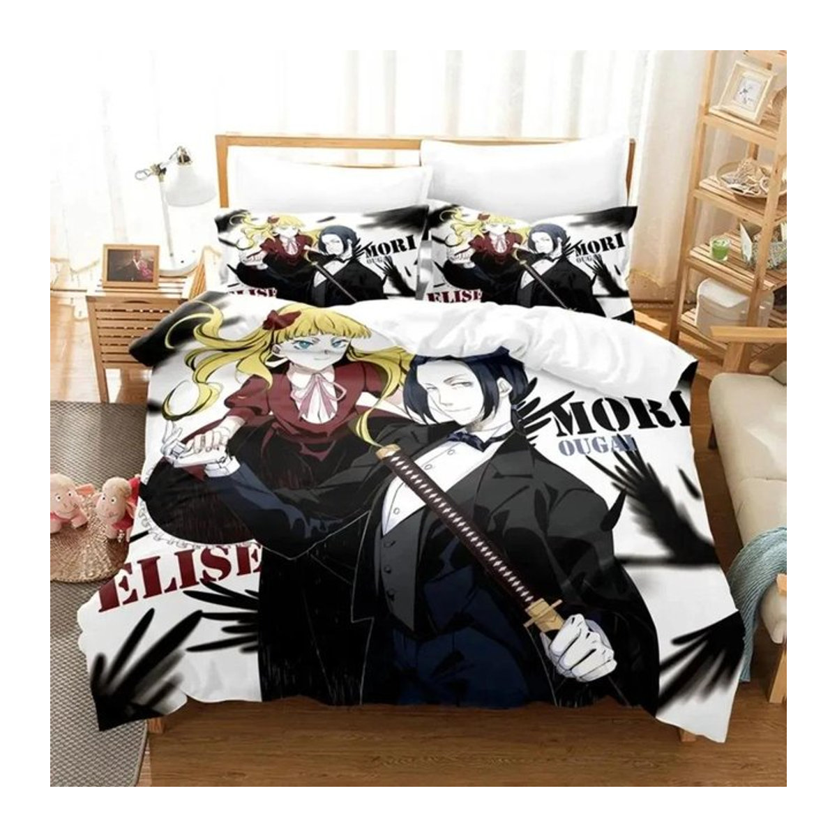 Bungo Stray Dogs Anime Dazai Bettwäsche Set Multicolor, 3-teilig, B/H: 135 x 200 cm - Bild 1