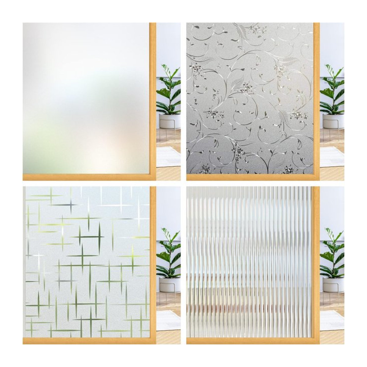 BUNPIG Sichtschutz Fensterfolie Milchglasfolie in Weiß, Rechteckig, Modernes Design - Bild 1