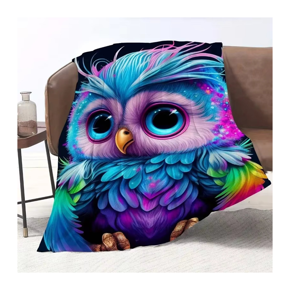 Bunte Decke mit Eulenmuster für Sofa, Bett und Reisen in Multicolor - Bild 2