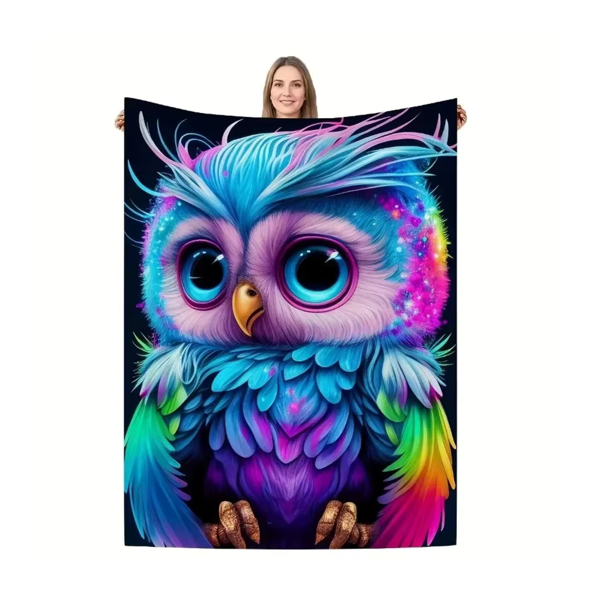 Bunte Decke mit Eulenmuster für Sofa, Bett und Reisen in Multicolor - Bild 5