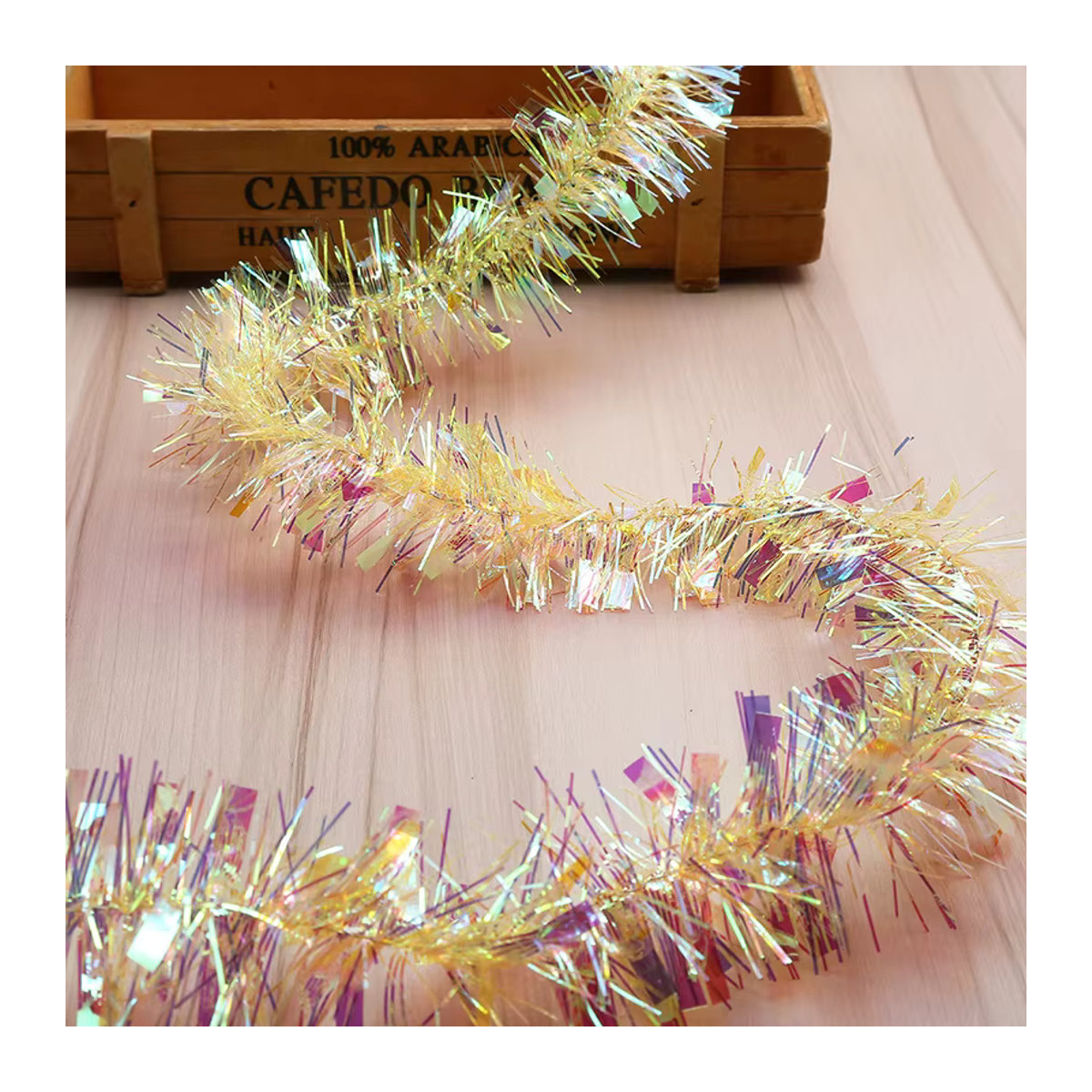 Bunte Folienmörder Weihnachtsbaum Girlande von parehope aus Kunststoff, Länge: 200 cm, mehrfarbig und weiß - Bild 3
