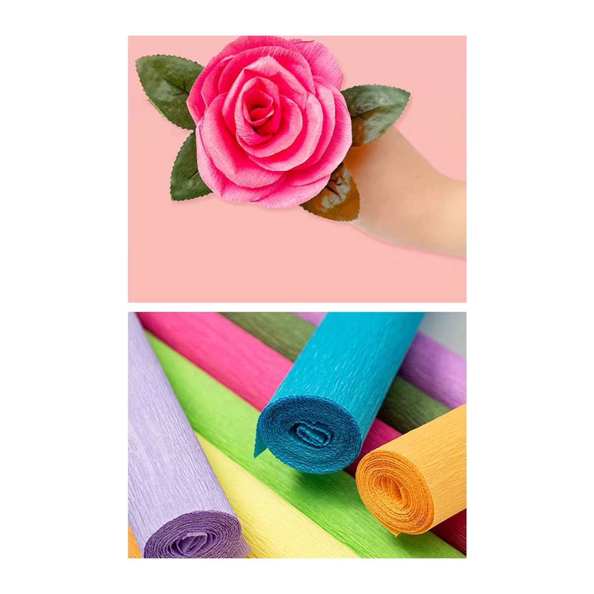 Bunte Krepppapierrolle für Origami und DIY-Bastelarbeiten, B/L: 25 x 250 cm, Multicolor - Bild 3