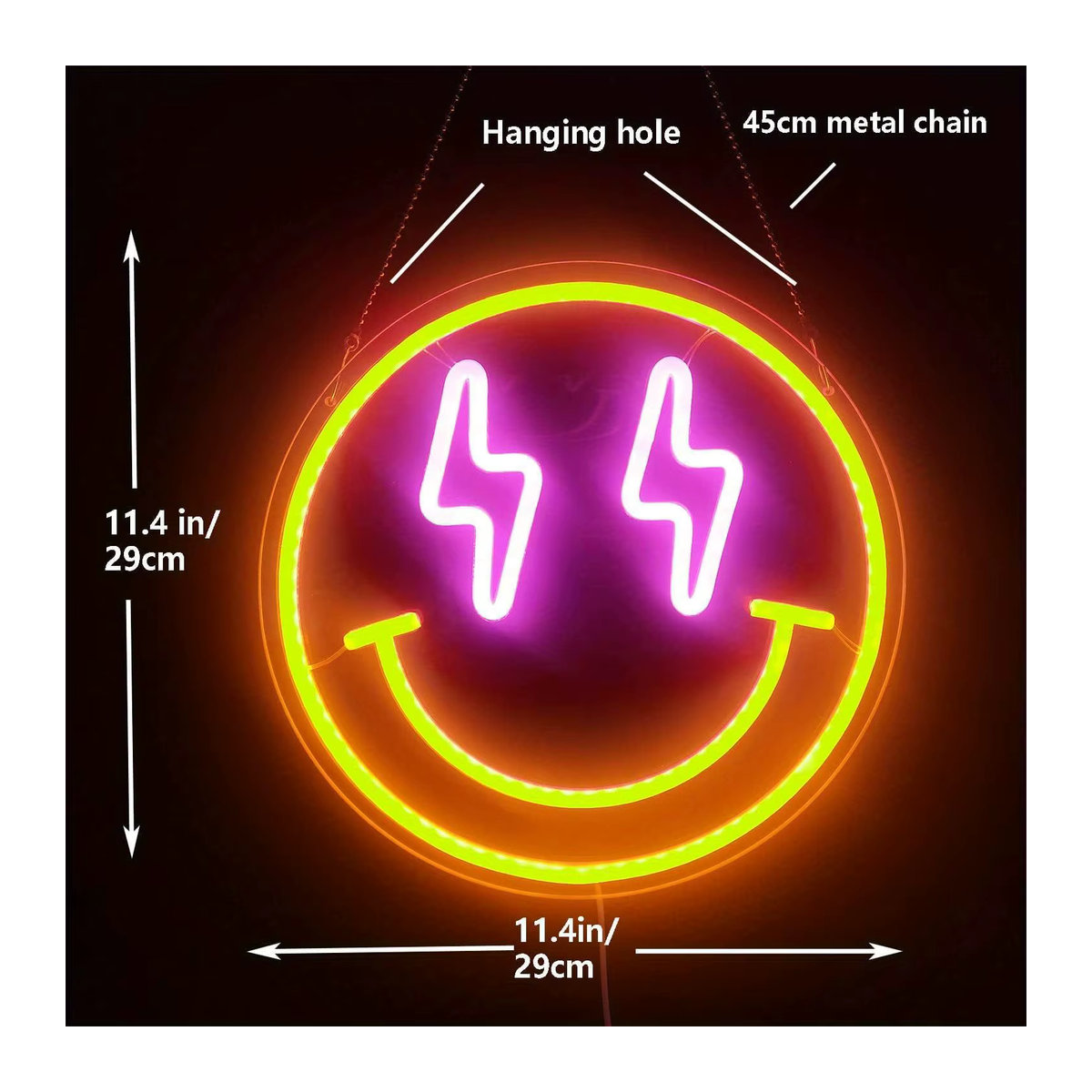 Bunte LED Wandleuchte in Smiley-Design als dekorative Lichtreklame für Schlafzimmer und besondere Anlässe - Bild 2