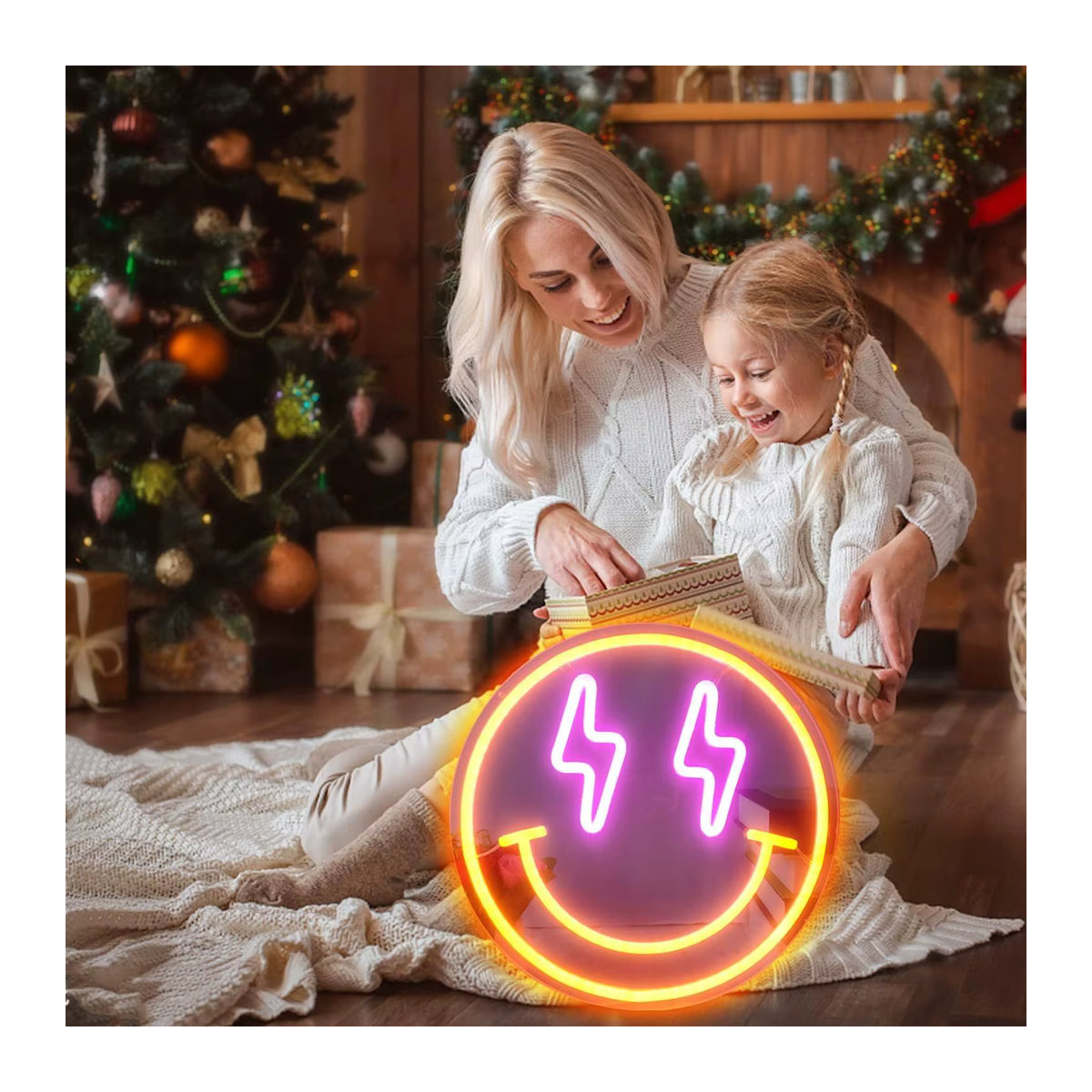 Bunte LED Wandleuchte in Smiley-Design als dekorative Lichtreklame für Schlafzimmer und besondere Anlässe - Bild 3