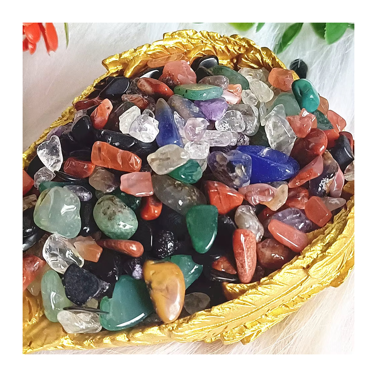 Bunte Quarz- und Achat-Edelsteinchips als Naturstein-Dekoration für Aquarium oder Reiki-Heilung, Multicolor, 35 g - Bild 1
