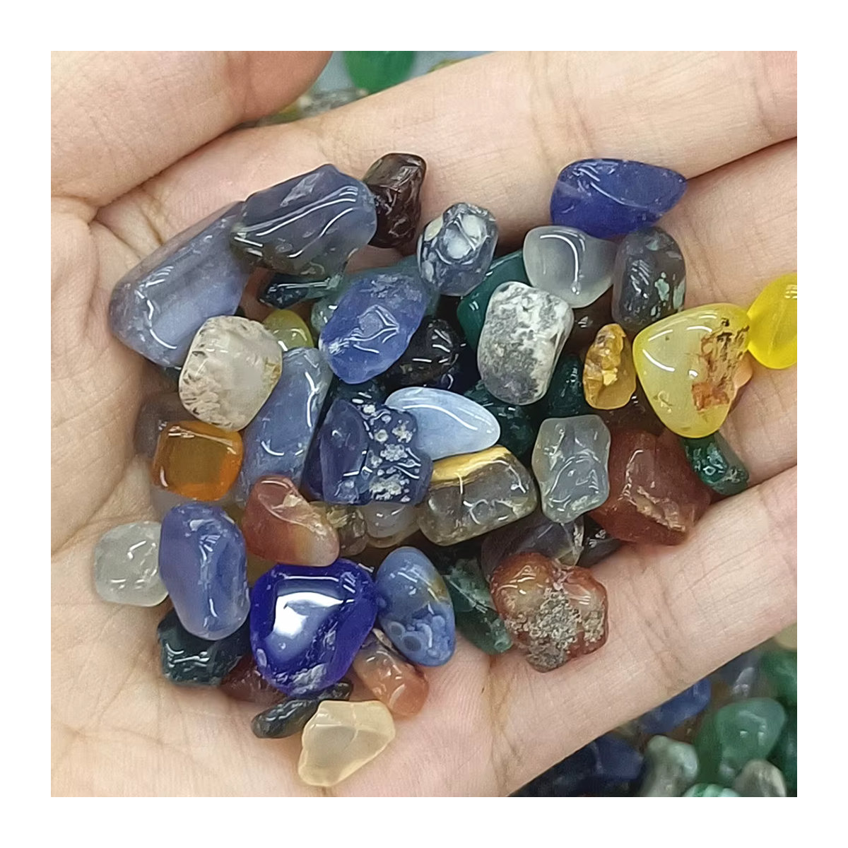 Bunte Quarz- und Achat-Edelsteinchips als Naturstein-Dekoration für Aquarium oder Reiki-Heilung, Multicolor, 35 g - Bild 3