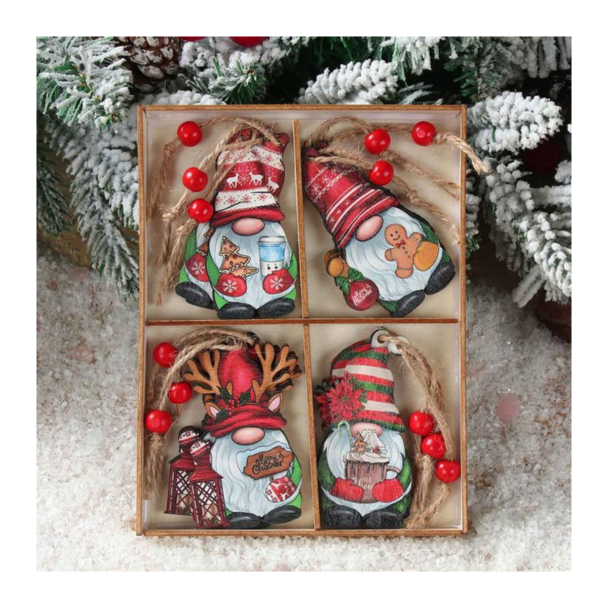 Bunte Weihnachtszwerge als Holzanhänger für deine Weihnachtsdekoration - Bild 1