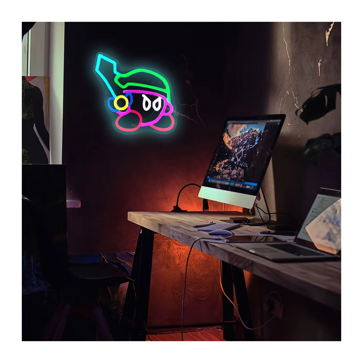 Bunte Zeichentrick Figur Leuchtreklame als Wandakzent für Schlafzimmer und Wohnzimmer, Multicolor Wandlampe für Party-Dekoration - Bild 2