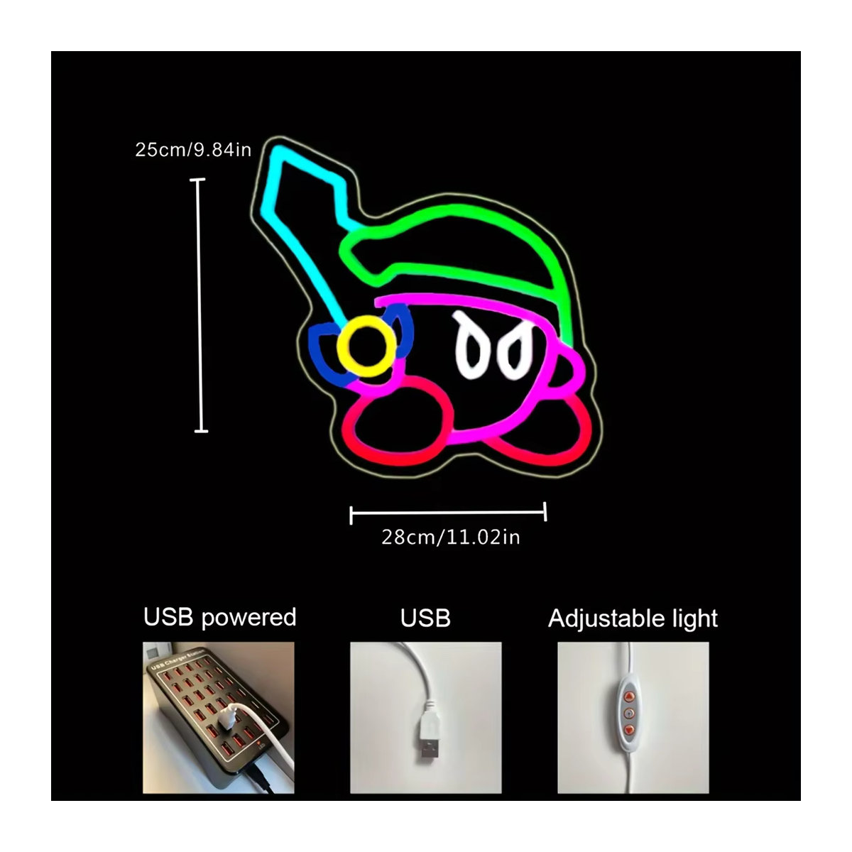 Bunte Zeichentrick Figur Leuchtreklame als Wandakzent für Schlafzimmer und Wohnzimmer, Multicolor Wandlampe für Party-Dekoration - Bild 3