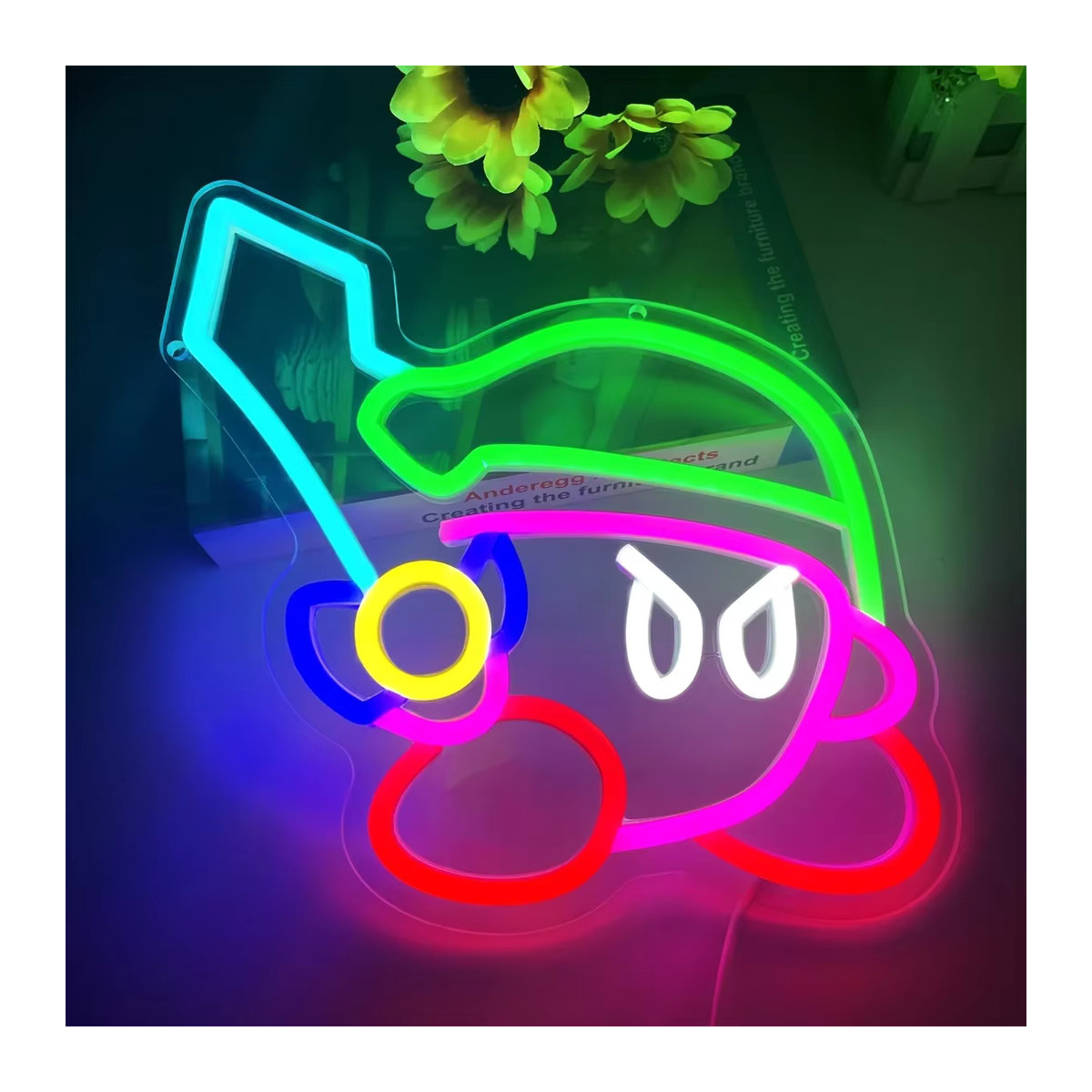 Bunte Zeichentrick Figur Leuchtreklame als Wandakzent für Schlafzimmer und Wohnzimmer, Multicolor Wandlampe für Party-Dekoration - Bild 4