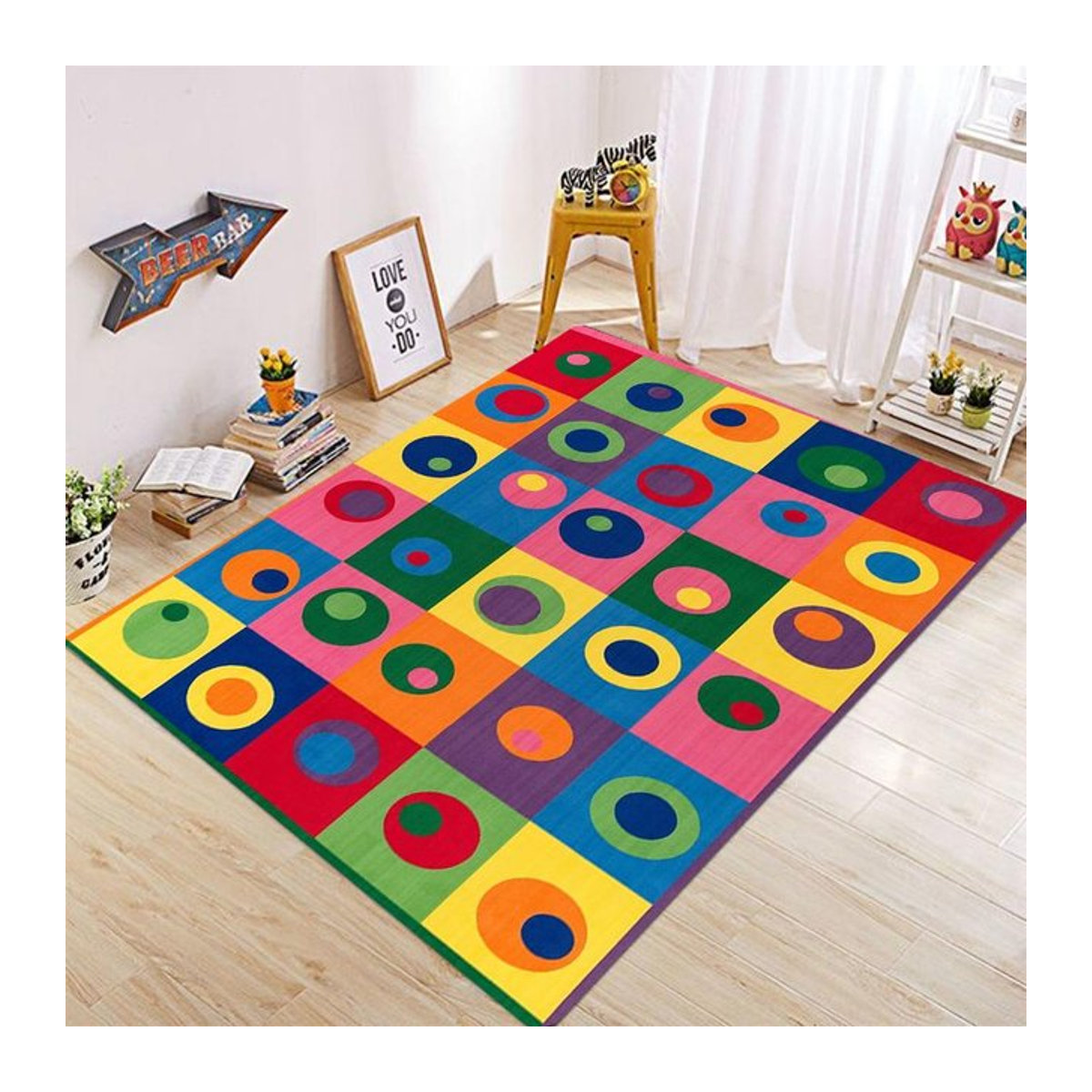 Bunter abstrakter Kreis-Teppich von Lodestar für Kindergärten und Lernzentren, B/B: 50 x 80 cm - Bild 1