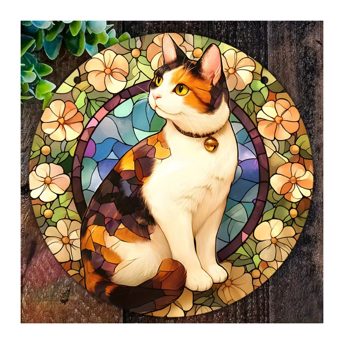 Bunter Acryl Sonnenfänger in Katzen- und Blumenoptik, kreisförmige Fensterdekoration für dein Zuhause, Multicolor - Bild 2