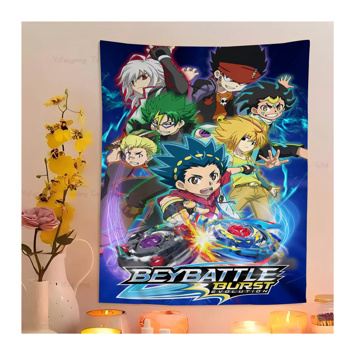 Bunter Beyblade Wandteppich im Bohemian Hippie Stil für deine Heimdekoration, mehrfarbig, B/H: 50 x 70 cm - Bild 6