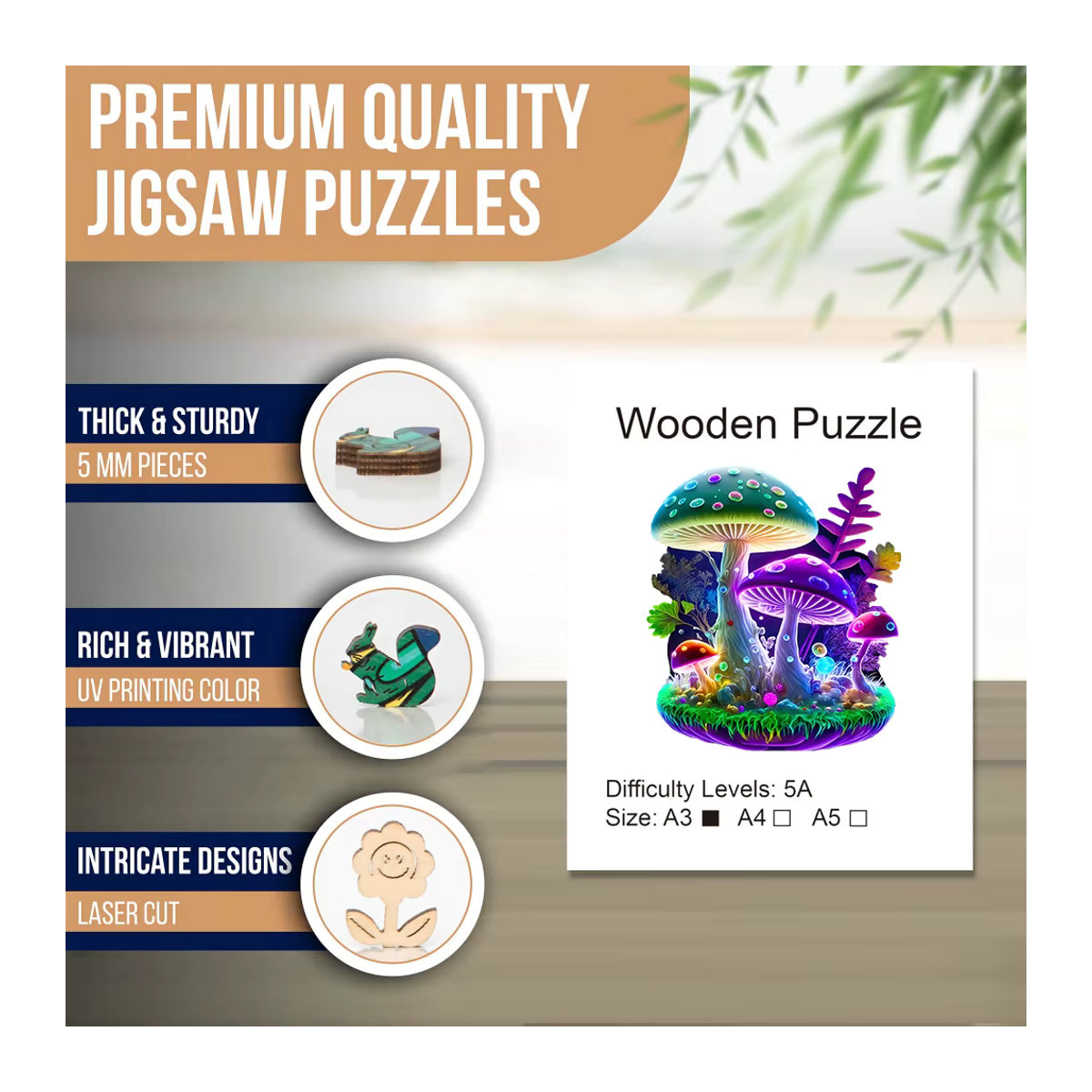 Bunter Pilz als kreatives Holzpuzzle aus Holz in unregelmäßiger Form - Bild 5