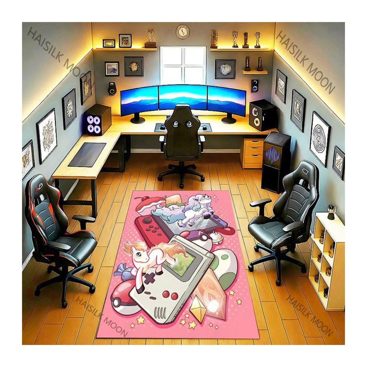 Bunter Teppich im Gamepad-Design als rutschfeste Bodenmatte für Wohnzimmer, Schlafzimmer oder Küche, Breite: 60 cm, Länge: 90 cm - Bild 1