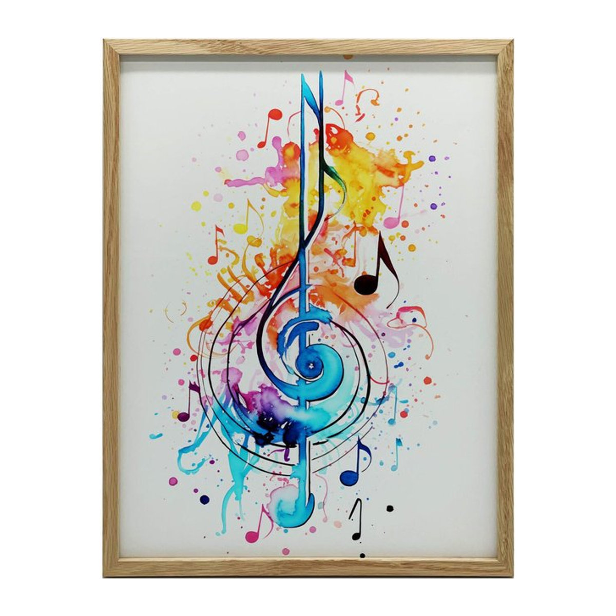 Bunter Violinschlüssel Wandbild von iKable mit goldenem Aluminiumrahmen, B/H: 50 x 70 cm - Bild 1
