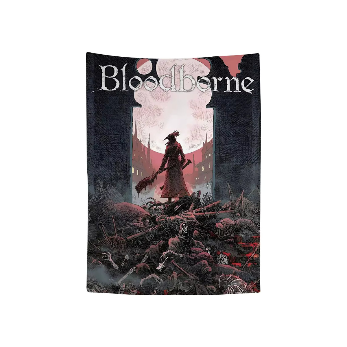 Bunter Wandteppich Bloodborne mit floralem Design in Mehrfarbig, Rechteckiger Wandbehang aus Textil, B/H: 90 x 60 cm - Bild 6