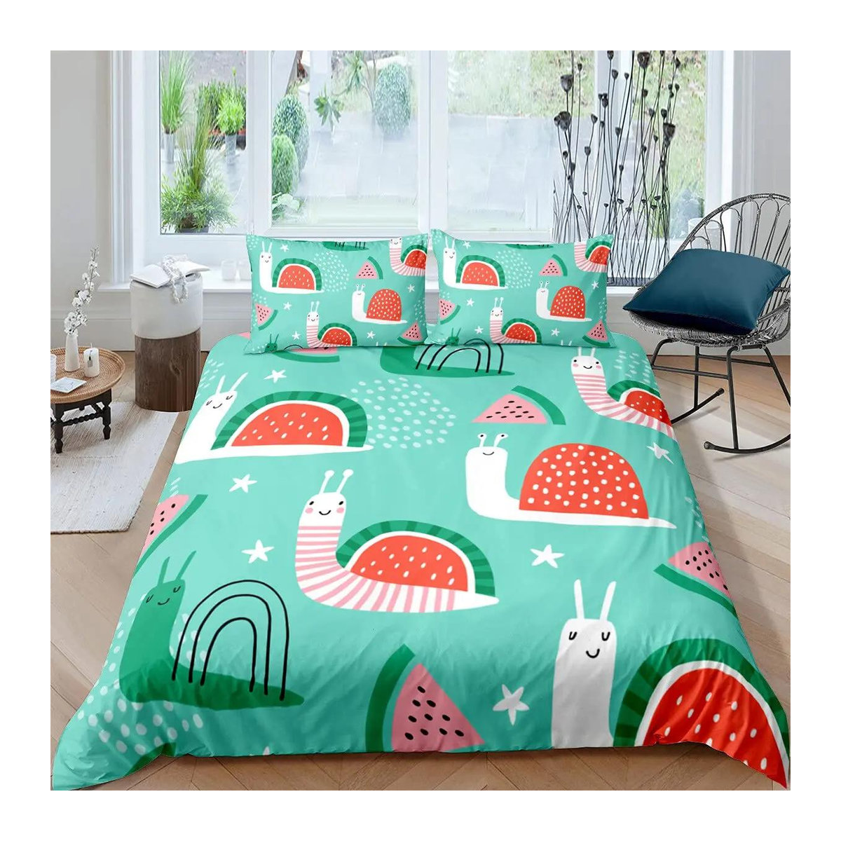 Buntes Schnecken-Bettwäsche-Set von Creative Homewares mit Deckenbezug für Kinder, B/H: 135 x 200 cm - Bild 1