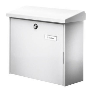 Burg Wächter 4120 COMFORT Briefkasten aus Stahlblech mit Schlüsselschloss in Weiß
