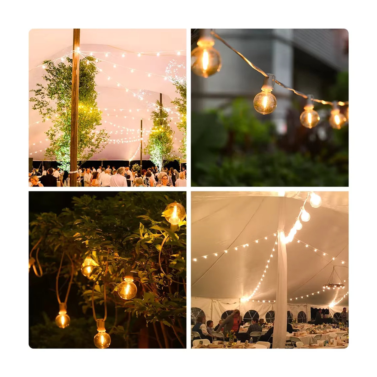 Burhui G40 LED Ball Girlande Retro Lichterkette Weiß für Garten und Hochzeit - Bild 4