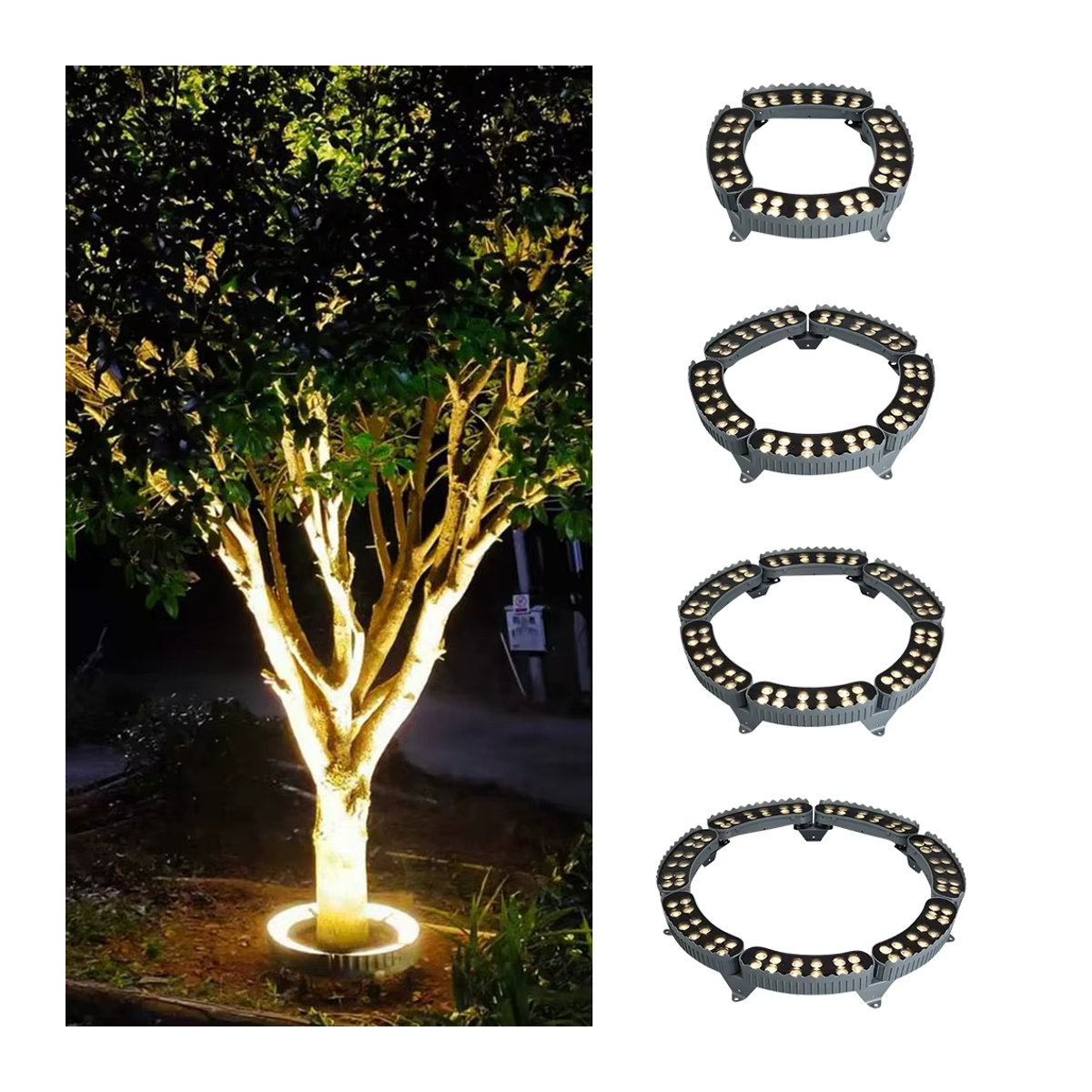 Burhui LED Außenstrahler für Garten und Landschaft mit Nachtprojektion, IP65 Wasserdicht, Aluminium, Warmweiß, Schwarz oder Weiß - Bild 2
