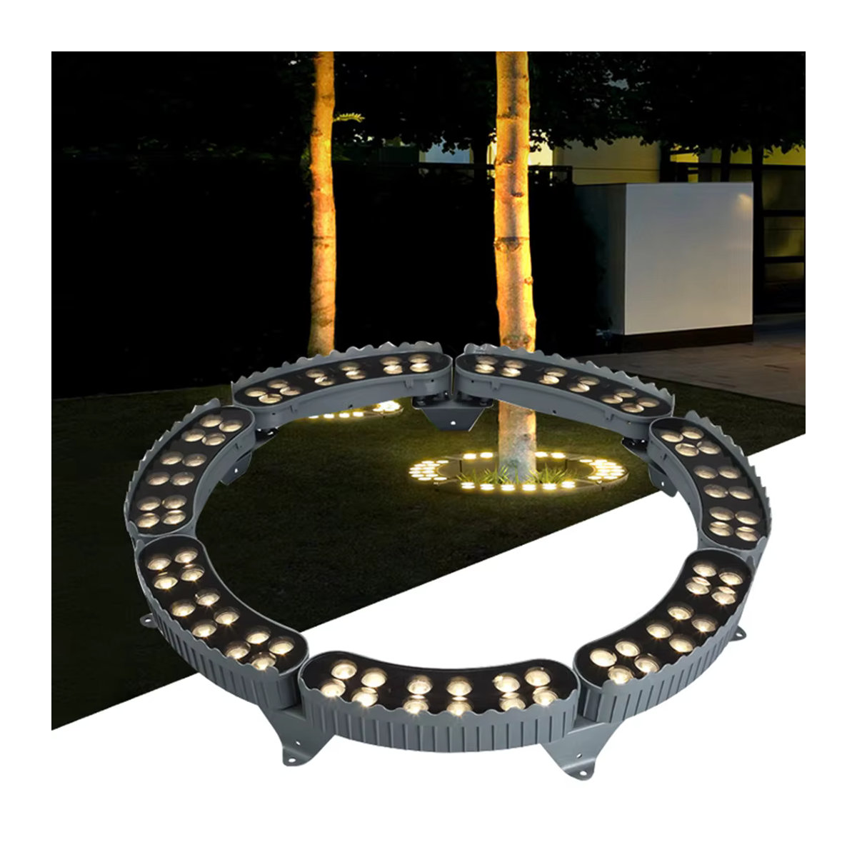 Burhui LED Außenstrahler für Garten und Landschaft mit Nachtprojektion, IP65 Wasserdicht, Aluminium, Warmweiß, Schwarz oder Weiß - Bild 4