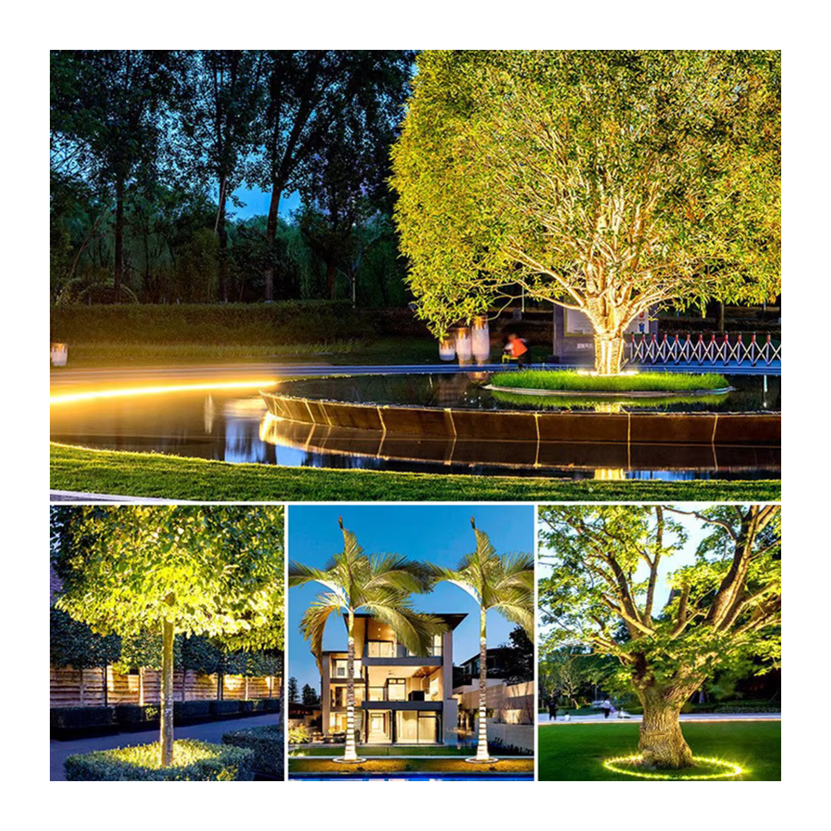Burhui LED Außenstrahler für Garten und Landschaft mit Nachtprojektion, IP65 Wasserdicht, Aluminium, Warmweiß, Schwarz oder Weiß - Bild 6