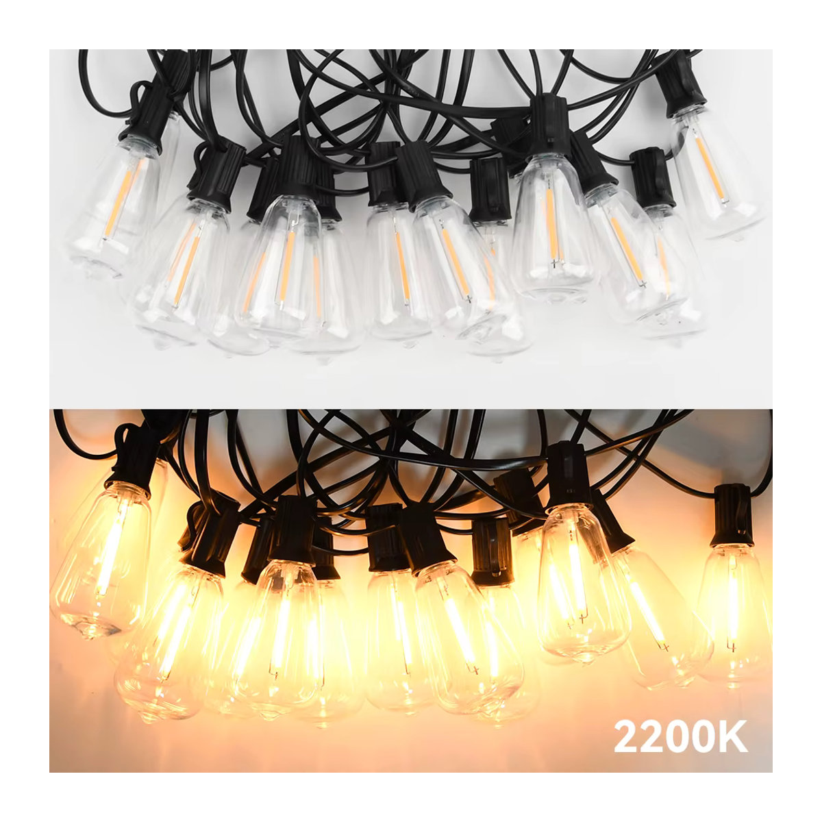 Burhui LED Lichterkette ST38 für den Außenbereich mit warmweißen 2200 K Lampen - Bild 5