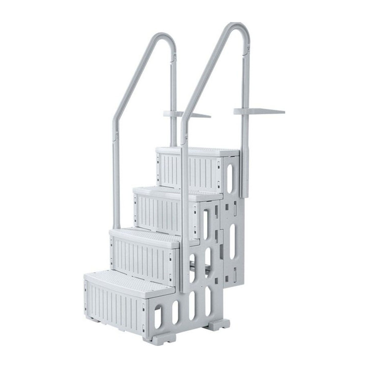 Buying Solutions MB Poolleiter aus Kunststoff, 4-stufig, Grau, für Pools von 48-54 Zoll mit 2 Handläufen, belastbar bis 181 kg - Bild 1