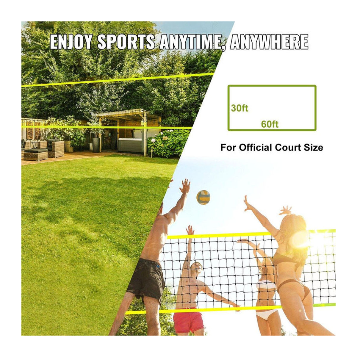 Buying Solutions MB Tragbares Outdoor-Volleyballnetzsystem mit höhenverstellbaren Stahlstangen und professionellem Volleyballset inklusive PVC-Ball, Pumpe und Tragetasche - Bild 4