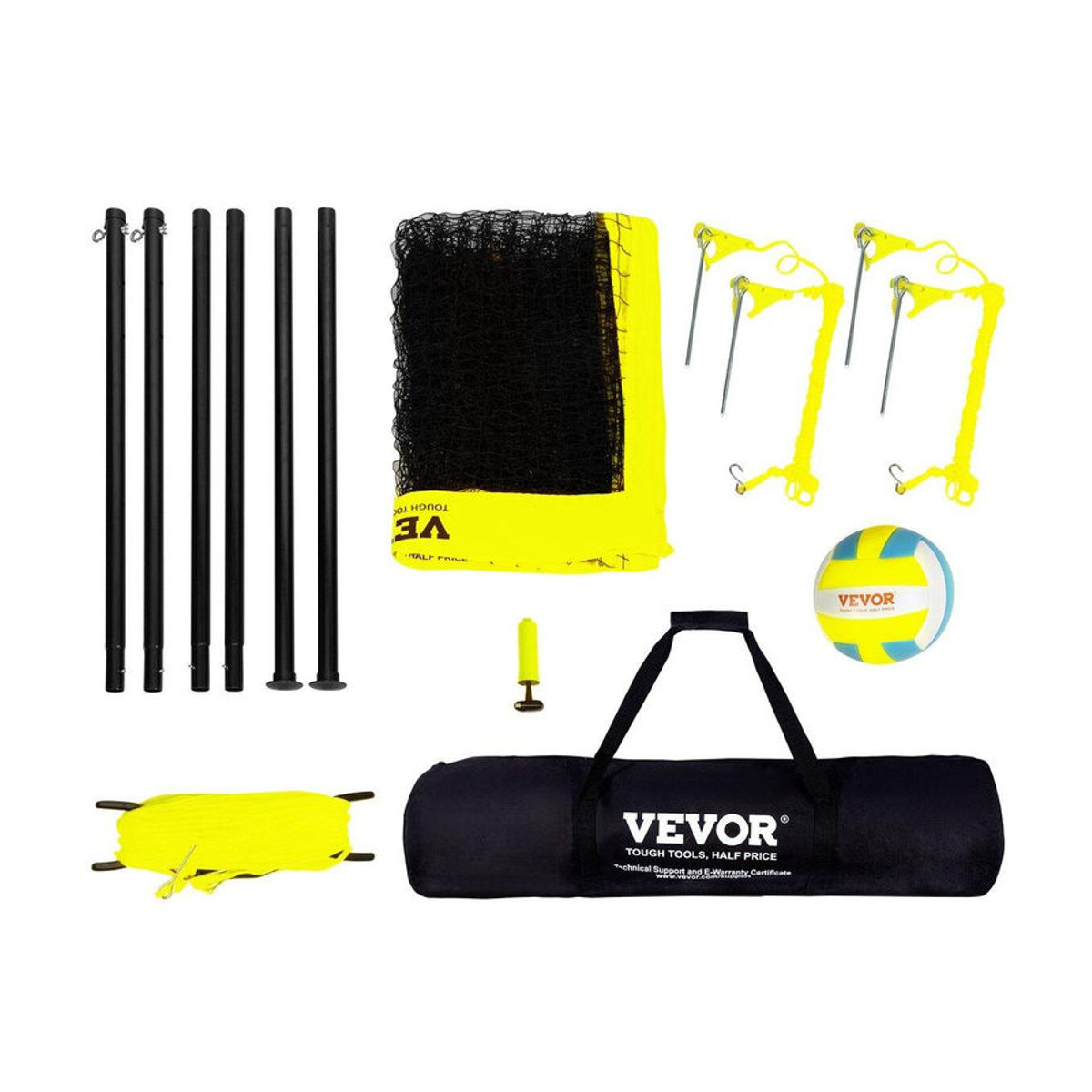 Buying Solutions MB Tragbares Outdoor-Volleyballnetzsystem mit höhenverstellbaren Stahlstangen und professionellem Volleyballset inklusive PVC-Ball, Pumpe und Tragetasche - Bild 5